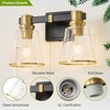 POWLIG 13.77-in 2-Light Black&Gold Modern Dimmable Vanity Light with Cone Clear Glass Shade Suitable for Bathroom Living Room - 4 of 4
