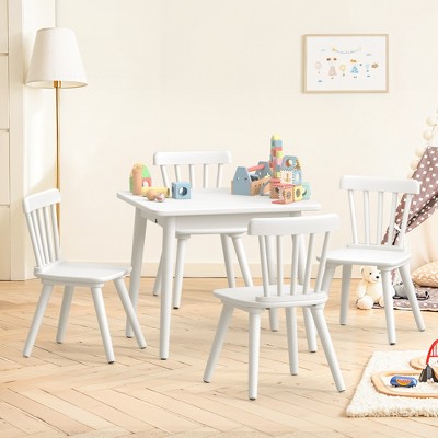 Arceso Windsor Kids Table and Chair Set, Rubberwood Children Toddler Table and Chair Set with Non-Slip Legs/Round Edge Design for Art, Play, Craft