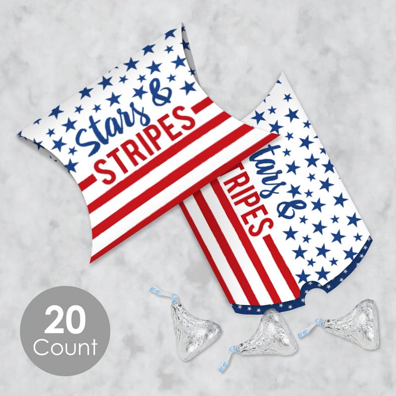 Big Dot of Happiness Stars & Stripes - Favor Gift Boxes - Patriotic Party Petite Pillow Boxes - Set of 20, 2 of 9