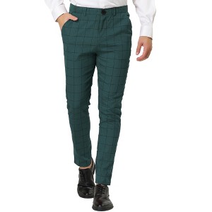 Lars Amadeus Men's Dress Slim Fit Checked Printed Business Pants - 1 of 4