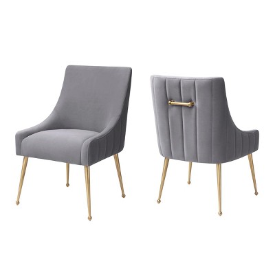 UNISOAR  Accent Chair Beige Velvet Upholstered Side Dining Chairs with Brushed Legs