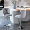 TIRAMISUBEST Swivel Velvet Bar Stools Set of 2 - Adjustable Height (25-33"), Chrome Base with Back, Tufted for Kitchen Island - 3 of 4