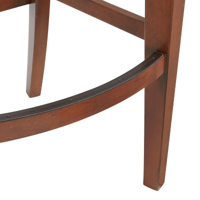 Napa Mahogany Swivel Bar Height Stool with Faux Leather Seat