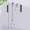 Asymmetric Cross Dangle Earrings - Unique Minimalist Punk Geometry Jewelry with Ball Stud, Hypoallergenic - 2 of 4