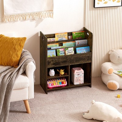 VECELO Wooden Bookcase Magazine/Book Display Storage Cabinet Bookshelf and Toy Storage