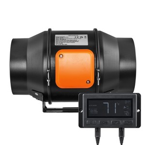 VEVOR Tuspuzz Inline Duct Fan, 6-Inch 402 CFM with Temperature Humidity Controller, Quiet EC-motor Ventilation Exhaust Fan for Cooling Booster, Black - 1 of 4