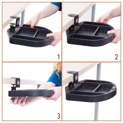 Black Swivel Clamp-On Desk Organizer with Steel Frame