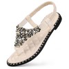 Perphy Women's Rhinestone Elastic T-Strap Dressy Slip Flat Bohemian Flip Flop Sandals - 2 of 4