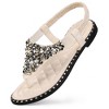 Perphy Women's Rhinestone Elastic T-Strap Dressy Slip Flat Bohemian Flip Flop Sandals - image 2 of 4