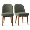 Modern Dining Chair Set of 2, Upholstered Accent Side Chairs with Double Cushion Seat and Solid Wood Legs in Walnut Finish-Tanpinhause - 2 of 4