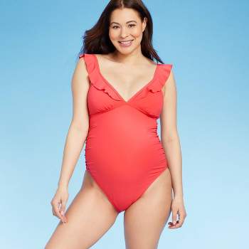Flounce Sleeve One Piece Maternity Swimsuit - Isabel Maternity by Ingrid &  Isabel™ Black XL D/DD Cup