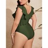 Womens Plus Size Swimsuits Ruffled One Piece Flounce Sleeve Swimwear V Neck Bathing Suit for Plus Size Women - 3 of 4