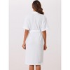 cheibear Women's After Shower Short Sleeve Self Tie Loose with Pocket Robe - 3 of 4
