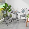 Tangkula 24 Inch Patio Bistro Table Metal Structure w/ Ceramic Tile Tabletop Heavy-Duty - 2 of 4