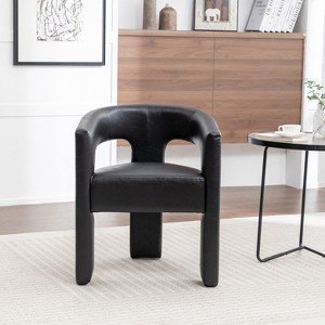 SEYNAR Modern Glam PU Leather Upholstered Dining Chair, Open-Back Accent Chair - 1 of 4