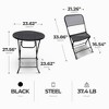 Four Seasons Courtyard Padova 3 Piece Bistro Outdoor Backyard Dining Set with 2 Folding Chairs and Round Table Furniture for Patios or Decks, Black - 3 of 4