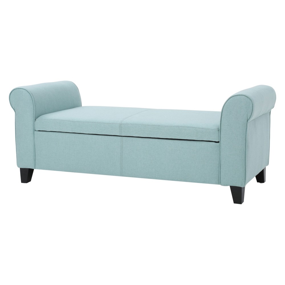Photos - Pouffe / Bench Hayes Armed Storage Ottoman Bench Light Blue - Christopher Knight Home
