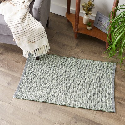 Handwoven Hunter Green Diamond Cotton Rug 24"x36"