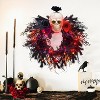 20" Halloween Wreath for Front Door, Halloween Artificial Wreath with Spider, Scary Skull, Rose - 3 of 4