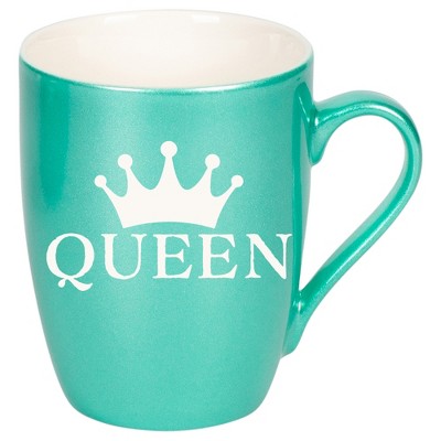 100 North Crown Royalty 10 Ounce Seafoam Metallic Finish, Comfortably Fits Your Hands, New Bone China Coffee Tea Cup Mug, Queen