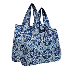 Wrapables Medium Foldable Tote Nylon Reusable Grocery Bags, Set of 2 - 1 of 4