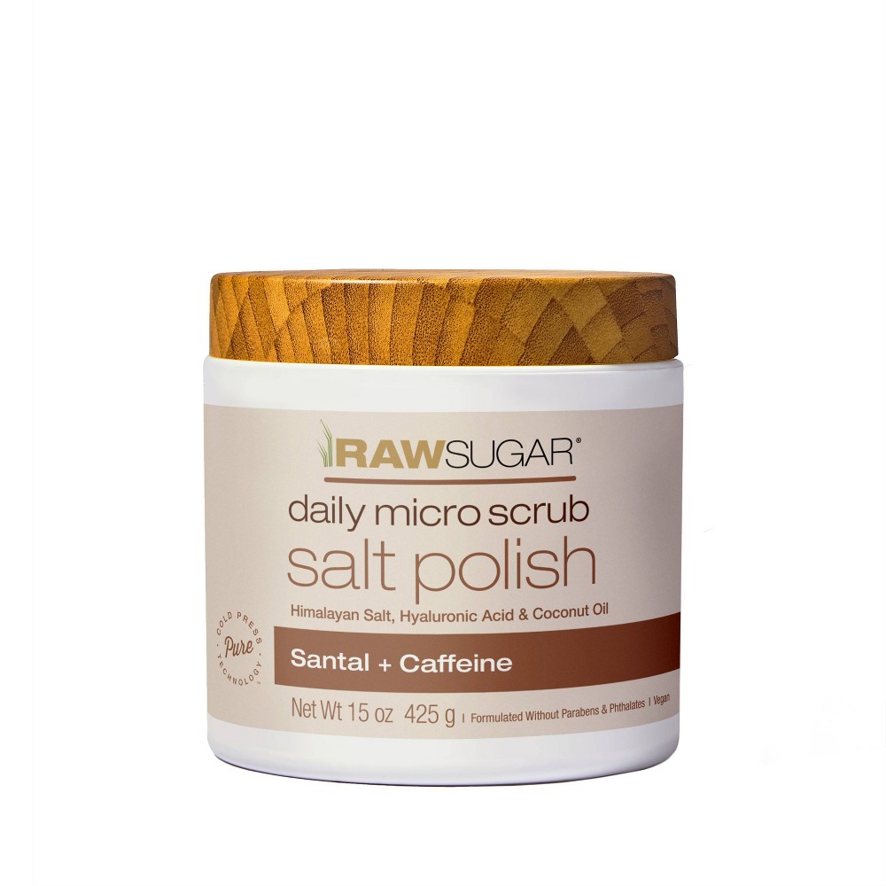Photos - Shower Gel Raw Sugar Daily Micro Salt Scrub Polish Santal + Caffeine - 15oz