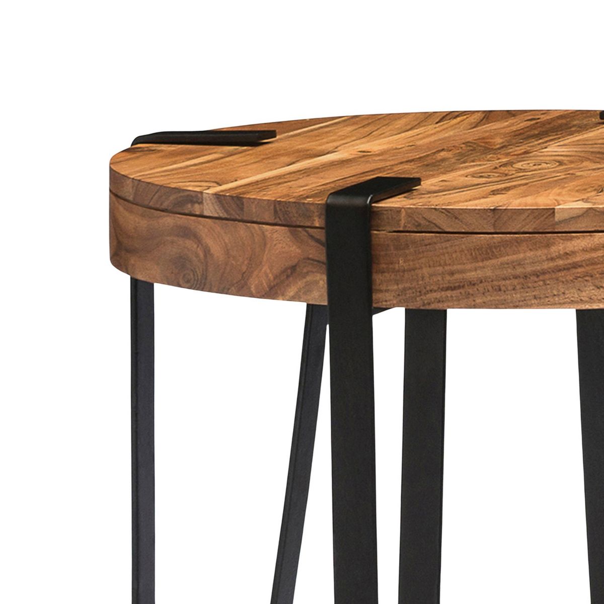 Alaterre Furniture 21" Ryegate Natural Brown Live Edge Solid Wood Round End Table Metal And Wood - thumbnail 10