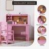 Kids Desk and Chair Set, Wooden Study Table with Storage Shelf, Bulletin Board, Children School Learning Desk Set, Writing Table for Boys and Girls - 3 of 4