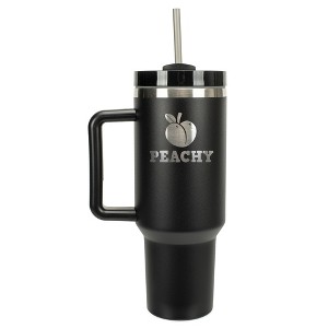 100 North Peachy Peach Fruit Emoji 40 oz. Stainless Steel, Large Water Bottle Coffee Mug, Spill & Leak Resistant, Thermal Travel Tumbler with Handle, - 1 of 1