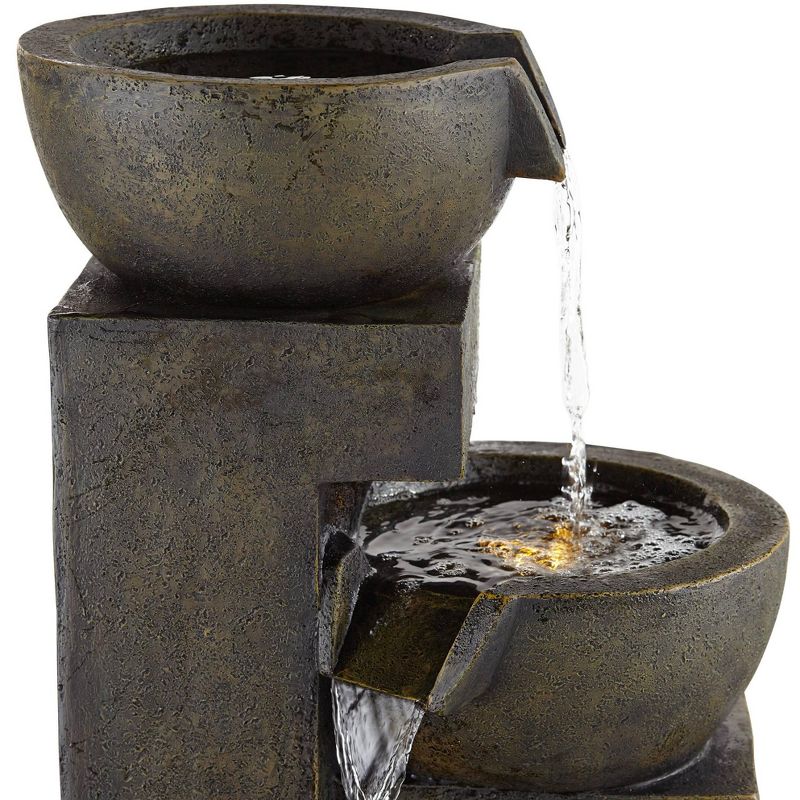 John Timberland Outdoor Floor Water Fountain with Light LED 41 1/2" High Cascading Bowls for Yard Garden Patio Deck Home, 3 of 10
