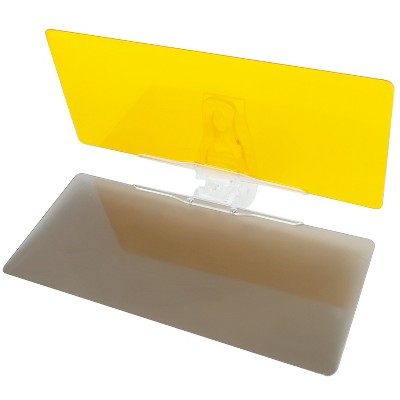 iMountek"2-in-1 Anti-Glare Auto Sun Visor Clip – Day & Night UV Filtering, Dazzle Blocker for Driving"Yellow & Transparent Grey