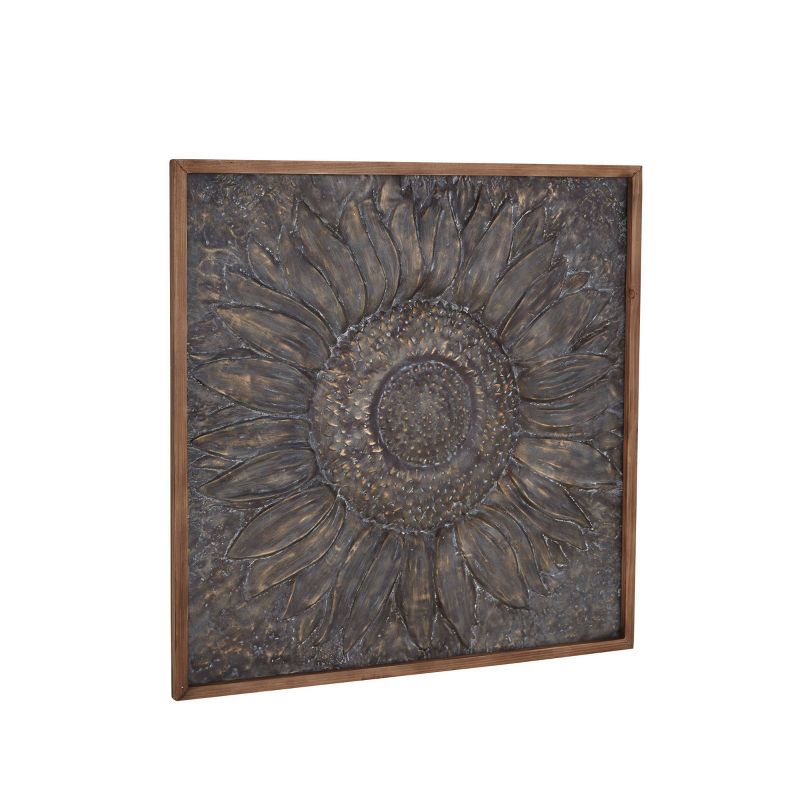 Metal Floral Sunflower Wall Decor with Embossed Details Gray - Olivia &#38; May, 6 of 22