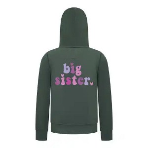 Everyday Kids Big Sister Girls Zip Up Hoodie – Cute Colorful Sibling Sweatshirt - 1 of 4