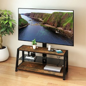 Sapphtopaz Modern TV Stand for TV from 32" to 65" Adjustable Universal Swivel TV Console with 3-Tier Wood&Glass Shelf TV Stands for Living Room - 1 of 4