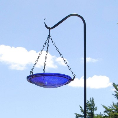 Cobalt Blue Crackle Glass Hanging Birdbath Bowl