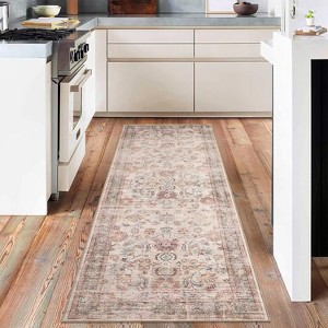 Machine Washable Rugs Vintage Floral Low Pile Non-Slip Carpet Soft Bedroom Living Room Office Dining Room Rug - 1 of 4