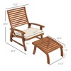 4 Piece Patio Furniture Set, 2 Chairs with Cushions & Ottomans, Slatted Acacia Wood - 3 of 4