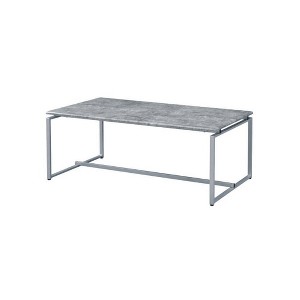 Acme Furniture 48" Jurgen Accent Table Set Faux Concrete Top Silver: Modern Rectangle, Metal Frame, Wood Surface - 1 of 4