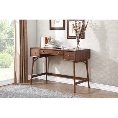 Walnut Brown Mid-Century Modern Counter Height Desk