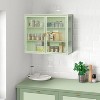 Double Glass Door Wall Cabinet with Detachable Shelves, Vintage Metal Frame, 3-Tier Organizer, Wall-Mounted Storage for Kitchen & Living Room - 2 of 4