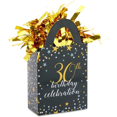 Sparkle and Bash 6 Packs 30th Birthday Party Balloon Weights, Black and Gold Decorations, 6oz