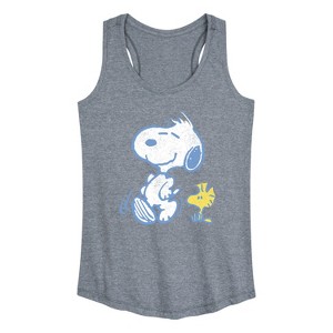 Women's - Peanuts - Snoopy And Woodstock Pastels Graphic Racerback Tank - 1 of 4