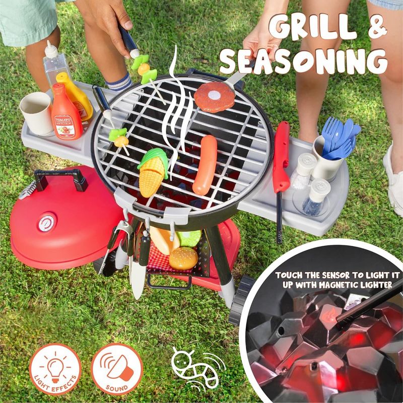 Syncfun 34 PCS Cooking Toy Set BBQ Toy Set for Kids, Kitchen Toy Set, Toy BBQ Grill Set, Little Chef Play, 2 of 8
