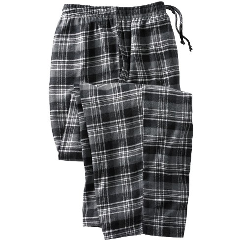 KingSize Men's Big & Tall Flannel Plaid Pajama Pants - Big - 3XL, Black  Plaid Pajama Bottoms