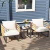 Resenkos 3 Pieces Metal Bistro Set, Two Armchairs And A Square Table,Steel, Polyester, Foam , Beige - 4 of 4