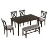 Maliang 6-Piece Kitchen Dining Table Set, Wooden Rectangular Dining Table, 4 Fabric Chairs and 1 Bench - 2 of 4