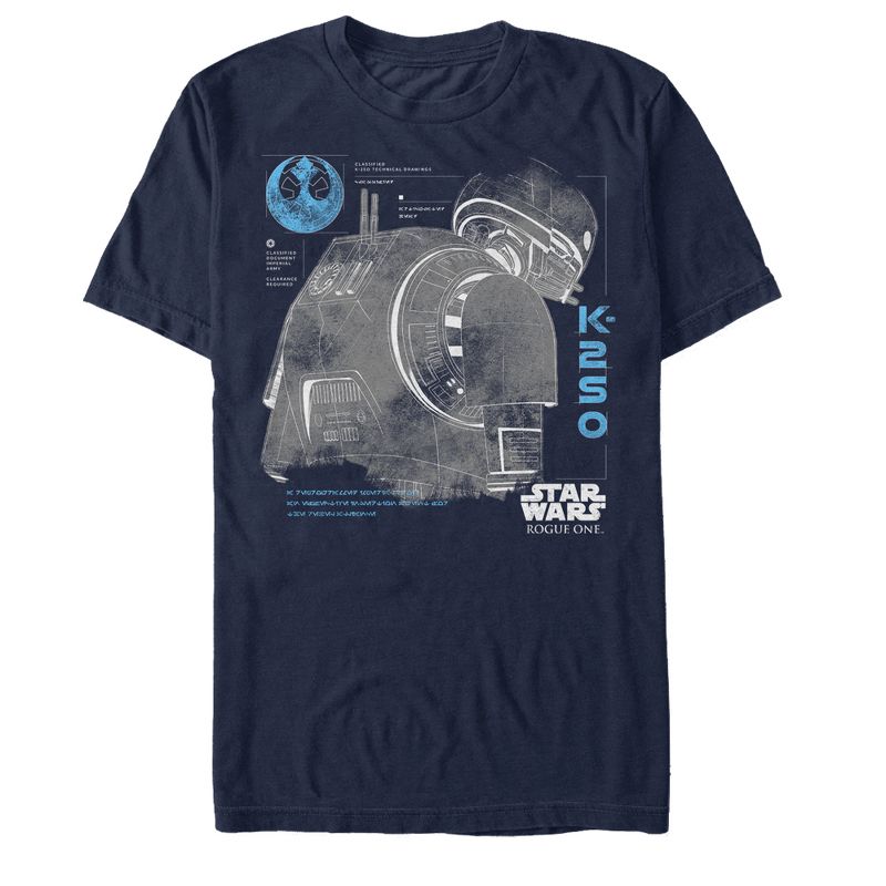 Men's Star Wars Rogue One K-2SO Schematic Print T-Shirt, 1 of 5