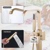 WOWOW Waterfall Single-Handle Freestanding Tub Faucet with Hand Shower,Brass Floor Mounted Tub Filler Faucet in Brushed Nickel - 4 of 4