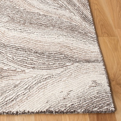 Ivory and Brown Hand-Tufted Wool 6' x 9' Area Rug