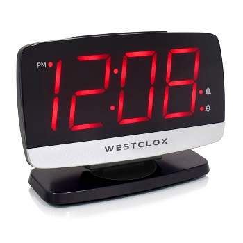 Westclox Large 1.4” Red LED Digital FM Clock Radio 2 USB Charging Port with  Fast Charge 